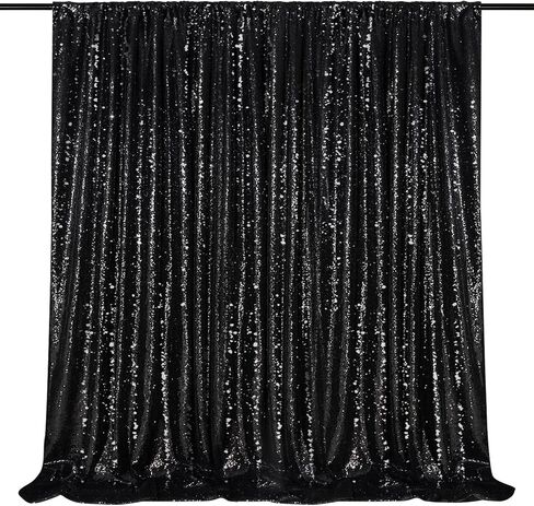 Black Sequin Backdrop 8ft x 8ft Glitter Photo Booth Black Backdrop Curtains in Kuwait