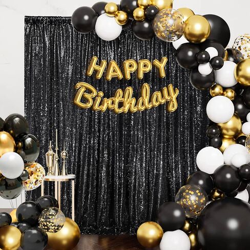 Black Sequin Backdrop 8ft x 8ft Glitter Photo Booth Black Backdrop Curtains in Kuwait