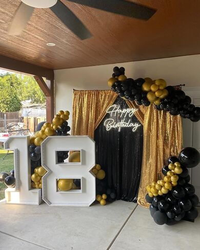 Black Sequin Backdrop 8ft x 8ft Glitter Photo Booth Black Backdrop Curtains in Kuwait
