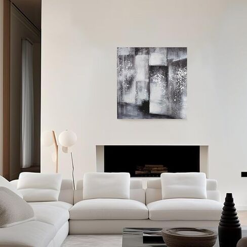 TwoOases Hand Painted Oil Painting, Blue and Grey Wall ArtWork, Modern Ocean and Beach Abstract Canvas Picture, Living Room Bedroom Dinner Room Home Decor Art Painting 40X20in in Saudi Arabia