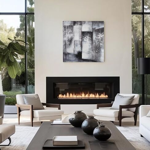 TwoOases Hand Painted Oil Painting, Blue and Grey Wall ArtWork, Modern Ocean and Beach Abstract Canvas Picture, Living Room Bedroom Dinner Room Home Decor Art Painting 40X20in in Saudi Arabia