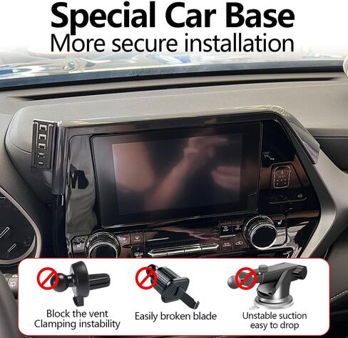 Car Phone Holder for Toyota Highlander 2020-2024 Limited Platinum 12.3 inch touchscreen Auto Accessories Navigation Screen Bracket Interior Decoration Cell Phone Mount （Not Fit Grand Highlander in Saudi Arabia