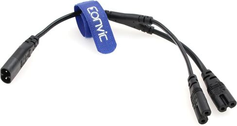 سلك طاقة تيار متردد Eonvic IEC320 C8 ذكر إلى 2X C7 أنثى Y 125 فولت 10 أمبير 1 في 2 محول تيار متردد كابل طاقة مستقطب لشاشة تلفزيون LED 30 سم (كابل أبيض) in Saudi Arabia