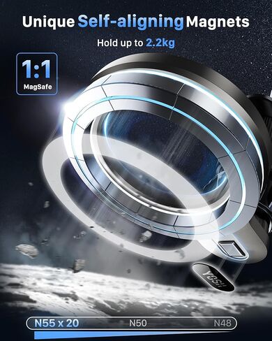 حامل سيارة YOSH Mag-Safe، فتحة تهوية مغناطيسية لتثبيت الهاتف في السيارة مع 20 × مغناطيس N55، حامل هاتف السيارة بخطافات معدنية مزدوجة مطورة لهاتف iPhone 15 14 13 12 وحافظة Mag-Safe وجميع الهواتف in Kuwait