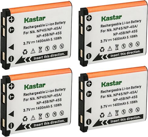 بطارية Kastar FNP-45 بديلة من 4 قطع لبطارية Fujifilm NP-45 NP-45A NP-45B NP-45S، شاحن Fujifilm BC-45 BC-45B، كاميرا Fujifilm instax Mini 90 instax SHARE SP-2 in Saudi Arabia