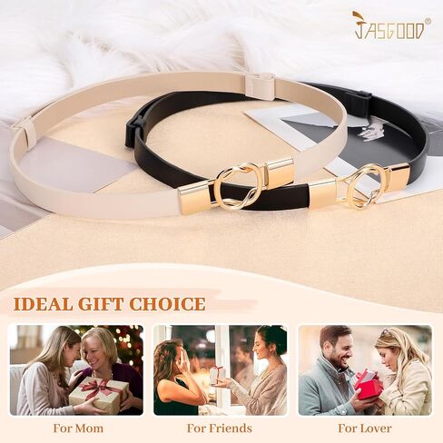 JASGOOD Women's Skinny Leather Belts Ladies Adjustable Thin Waist Belts for Jeans Pants Dresses with Gold Buckle in Saudi Arabia