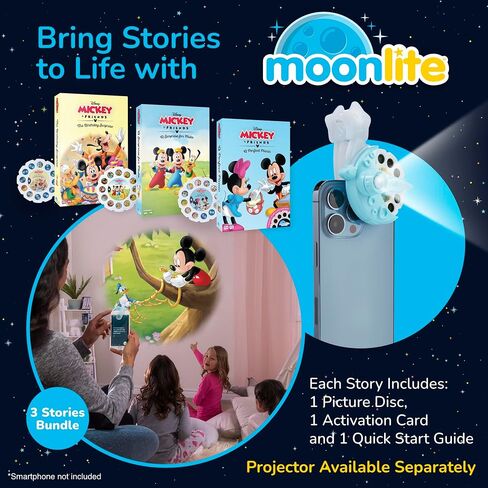 Moonlite Storytime Storytime Reels، مجموعة 3 قصص، قصص ديزني فروزن، قصص رقمية لجهاز العرض، هدايا التعلم المبكر للأطفال الصغار من عمر سنة فما فوق in Kuwait