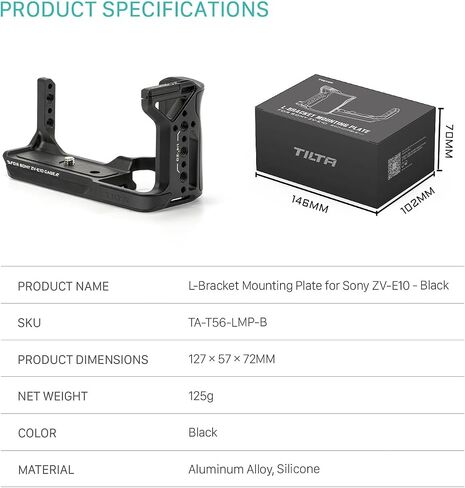 لوحة تركيب Tilta L-Bracket متوافقة مع Sony ZV-E10 - أسود | تصميم خفيف الوزن | تا-T56-LMP-B in Saudi Arabia
