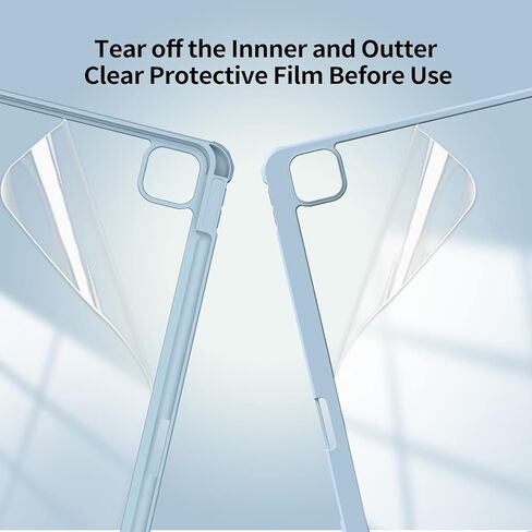 حافظة Kenke لجهاز iPad 11 بوصة Pro الجيل الرابع/الثالث/الثاني/الأول 2022/2021/2020/2018، حامل أقلام مدمج، تنبيه/غفو تلقائي، حامل هجين نحيف ثلاثي الطي وغطاء خلفي شفاف ذكي - أسود in Kuwait