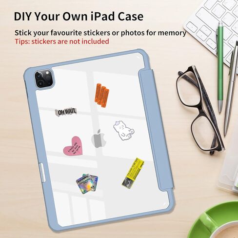 حافظة Kenke لجهاز iPad 11 بوصة Pro الجيل الرابع/الثالث/الثاني/الأول 2022/2021/2020/2018، حامل أقلام مدمج، تنبيه/غفو تلقائي، حامل هجين نحيف ثلاثي الطي وغطاء خلفي شفاف ذكي - أسود in Kuwait