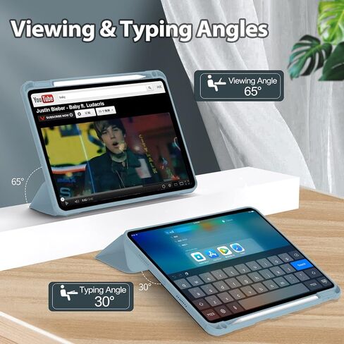 حافظة Kenke لجهاز iPad 11 بوصة Pro الجيل الرابع/الثالث/الثاني/الأول 2022/2021/2020/2018، حامل أقلام مدمج، تنبيه/غفو تلقائي، حامل هجين نحيف ثلاثي الطي وغطاء خلفي شفاف ذكي - أسود in Kuwait