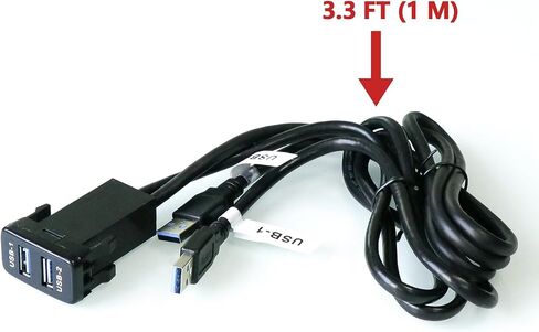 Timloon المزدوج USB 3.0 سيارة داش جبل تمديد كابل طول 3.3FT 1M لتويوتا، حجم 1.3 "× 0.9" × 2.15 "(النوع أ) in Kuwait