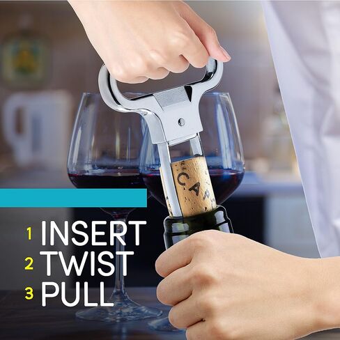 Ah So Wine Opener - Stainless Steel Wine Bottle Opener, Effortless Cork Removal with Two-Pronged Precision, Vintage Wine Cork Remover That Won’t Crumble Cork - Beer Opener, Great Gift Idea in Saudi Arabia
