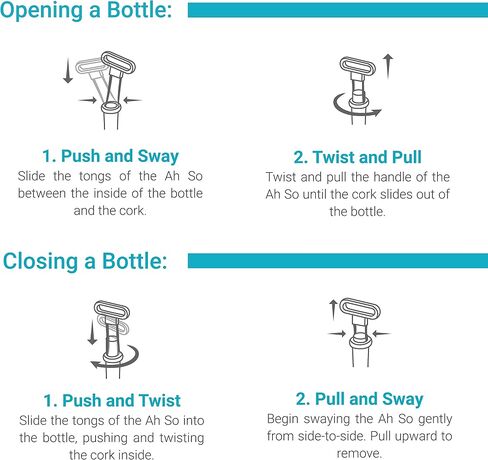 Ah So Wine Opener - Stainless Steel Wine Bottle Opener, Effortless Cork Removal with Two-Pronged Precision, Vintage Wine Cork Remover That Won’t Crumble Cork - Beer Opener, Great Gift Idea in Saudi Arabia