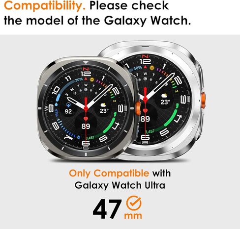 FULLIFE متوافق مع حافظة Samsung Galaxy Watch Ultra مقاس 47 ملم للرجال والنساء، حافظة متينة مع غطاء حماية كامل عالي الدقة من الزجاج المقسى لساعة Galaxy Watch 7 Ultra (2024) in Kuwait