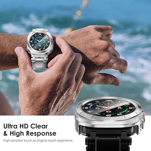 FULLIFE متوافق مع حافظة Samsung Galaxy Watch Ultra مقاس 47 ملم للرجال والنساء، حافظة متينة مع غطاء حماية كامل عالي الدقة من الزجاج المقسى لساعة Galaxy Watch 7 Ultra (2024) in Kuwait