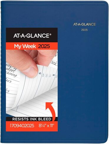 مخطط كتاب المواعيد AT-A-GLANCE 2025، أسبوعيًا، 8-1/4 بوصة × 11 بوصة، كبير، ربع ساعة، أحمر (709401325) in Kuwait