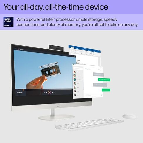 HP 27" All-in-One FHD Touchscreen Desktop Computer, Intel Ultra 7 155U, 32GB DDR5 RAM, 2TB SSD, Wireless KB & Mouse, Adjustable Height, HD Webcam, Windows 11 Pro & Microsoft Office Lifetime License in Saudi Arabia