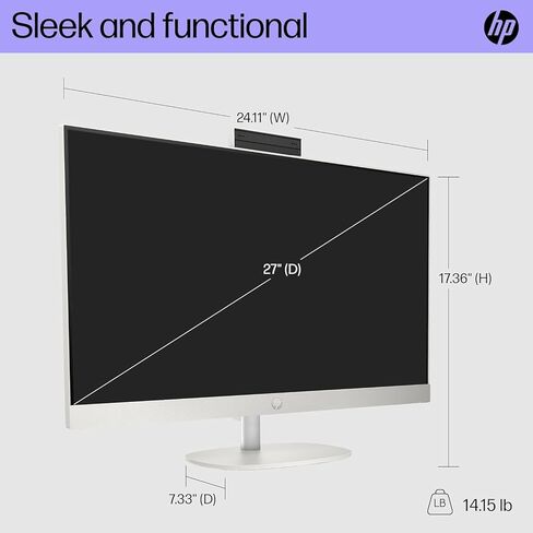 HP 27" All-in-One FHD Touchscreen Desktop Computer, Intel Ultra 7 155U, 32GB DDR5 RAM, 2TB SSD, Wireless KB & Mouse, Adjustable Height, HD Webcam, Windows 11 Pro & Microsoft Office Lifetime License in Saudi Arabia