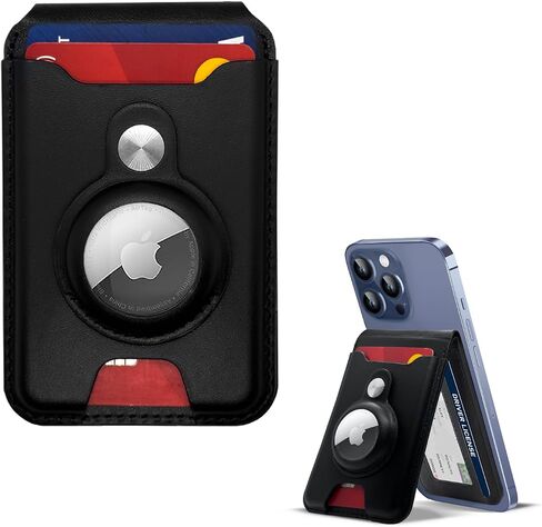 ABELL Magnet Wallet Phone Kickstand With AirTag Holder - 100% Genuine Leather Card Holder for Phone Case Magnetic - Foldable Magsafe Wallet Stand for iPhone 16/15/14/13/12 - Magsafe iPhone Accessories in Saudi Arabia