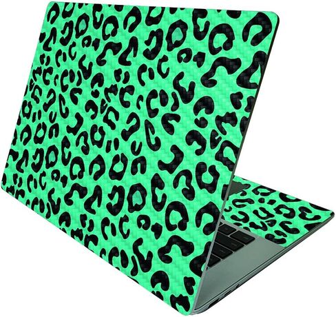 MightySkins Carbon Fiber Skin Compatible with Microsoft Surface Laptop 4 15" - Teal Leopard | Protective, Durable Textured Carbon Fiber Finish | Easy to Apply and Change Styles | Made in The USA in Saudi Arabia