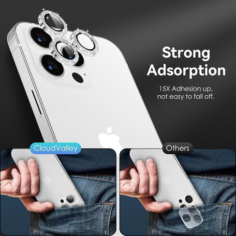 واقي عدسة الكاميرا CloudValley لهاتف iPhone 15 Pro / 15 Pro Max، غطاء كاميرا من الزجاج المقوى فائق الدقة [صديق للحافظة] حلقة واقية لشاشة عدسة فردية معدنية، تيتانيوم أزرق لامع in Kuwait