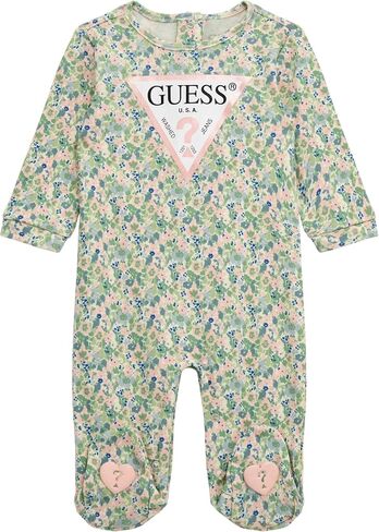 GUESS baby-girls Eco All Over Print Long Sleeve Footed Onesie in Saudi Arabia