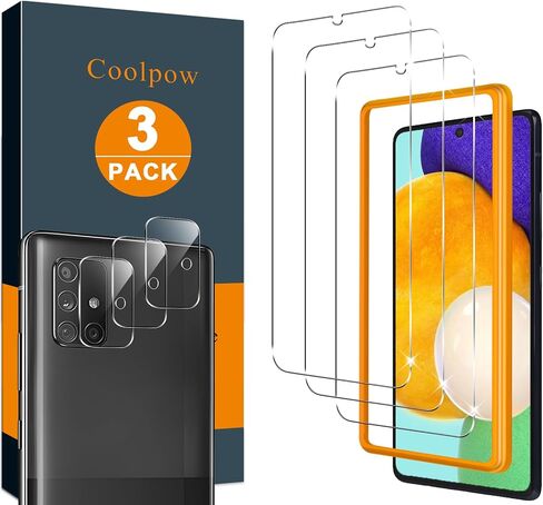 【 3+3 عبوات】Coolpow مصمم لهاتف Samsung Galaxy A71 5G واقي شاشة Samsung A71 5G واقي شاشة من الزجاج المقوى، أداة سهلة التثبيت 9H، فائقة الدقة، مقاومة للخدش، خالية من الفقاعات، صديقة للحافظة in Kuwait