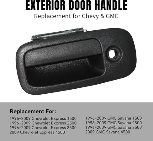 Rear Right Exterior Door Handle Driver Side with Key Hole, Compatible with 1996-2009 Chevy Express, GMC Savana 1500 2500 3500 4500 Van,GM1513106,25942270,25866275,10359096 in Saudi Arabia