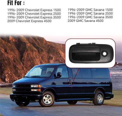 Rear Right Exterior Door Handle Driver Side with Key Hole, Compatible with 1996-2009 Chevy Express, GMC Savana 1500 2500 3500 4500 Van,GM1513106,25942270,25866275,10359096 in Saudi Arabia
