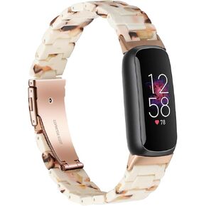 Wongeto Compatible with Fitbit Luxe/Luxe SE Bands for Women Girls, Resin Wristband Strap with Stainless Steel Buckle Replacement Bands for Fitbit Luxe accssorises