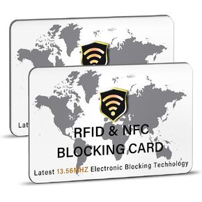SaiTech IT 2 Pack RFID Blocking Card NFC Contactless Debit/Credit Card ATM Passport Protector مثالي للرجال والنساء نحيف مع تصميم خريطة العالم مناسب تمامًا للمحفظة - أزرق