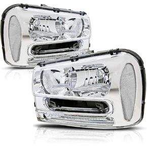 PM PERFORMOTOR PMHL-CTRA-0209-OH-SC Smoked Housing Clear Corner Factory Style Headlight Lamps Replacement Compatible with 02-09 Trailblazer / 02-05 Trailblazer EXT