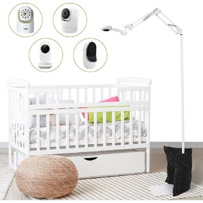 Baby Monitor Floor Stand Holder Compatible with Nanit Pro,Owlet,Vava,Infant Optics Dxr-8 Pro,Eg Vtech Vm901,Vm919HD,Motorola,Hellobaby HB65tx,Stable Support Baby Monitor Mount,Keep Baby Away