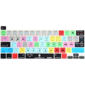 XSKN Premiere Pro CC Silicone Shortcut Keyboard Cover Skin for 2019 MacBook Pro 16 inch A2141 and 2020 MacBook Pro 13.3 inch A2338 M1 A2251 A2289 with Touch Bar & Touch ID US and EU Common Version