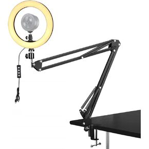 Kiyo pro Webcam Ring Light with Clamp Stand,10 Inch Sefie Light with Folding Arm Holder Compatible with Razer kiyo, kiyo pro,kiyo X webcams