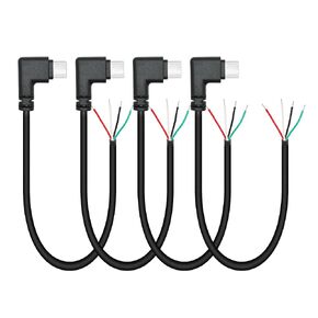 Short Right Angle USB C to 4 Pin Bare Wire Open End Wire 11inch, 90 Degree USB Type C Male Plug 4 Pin Pigtail Power and Data Cable 5V/2A, for USB Type C Device Replacement Repair DIY Cable(4Pcs