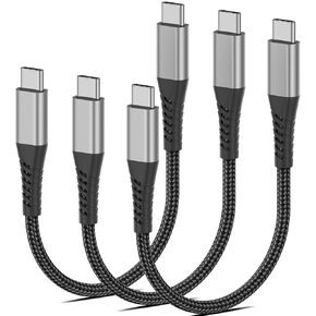 1ft USB C to USB C Cable, 3 Pack Short USB C Cable for Car, Braided Type C Fast Charging Cord for iPhone 15 16 Pro Max iPad MacBook Android Samsung Galaxy S23 Ultra Pixel, USBC to USBC Cable 1 ft