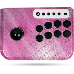 Glossy Glitter Gaming Skin Compatible with Hori Fighting Stick Mini (PS5, PS4, PC) - Pink Diamond Plate - Premium 3M Vinyl Protective Wrap Decal Cover | Crafted in The USA by MightySkins