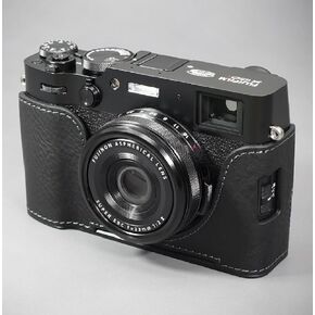 LIM'S Genuine Leather Camera Half Case Dovetail Plate for Fuji FUJIFILM X100VI Case (Black)
