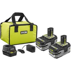 RYOBI 18V ONE+ Lithium+ 3.0 Ah Battery 2-Pack Starter Kit with Charger and Bag P166