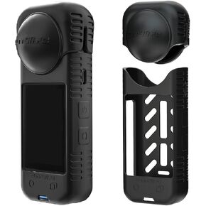 Protective Case&Lanyard for Insta360 X4, Silicone Protective Case for Insta360 X4 Lens Cap, Protective Cover with Anti-Fall Hand Strap for Insta 360 X4 Camera