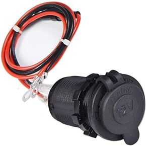 12V Car Cigarette Lighter Socket Waterproof and Dustproof Plug Socket for Car Truck Motobike Boats Marine ATV, with Fuse & 60cm Cable (Black-3PCS)