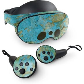 MightySkins Glossy Glitter Skin Compatible with Meta Quest Pro - Teal Marble | Protective, Durable High-Gloss Glitter Finish | Easy to Apply, Remove, and Change Styles | Made in The USA