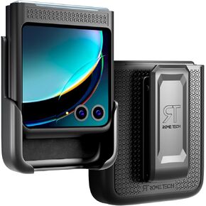 for Motorola Razr Plus 2023 Case with Clip, Moto Razor 40 Ultra Belt Holster Flip Cover with Adhesive Tape, Rome Tech Grip Textured Rugged Cell Phone Case for Motorola Razr+ 2023 Cover (Black)