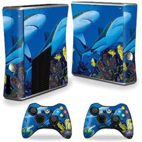 MightySkins Skin Compatible with Xbox 360 S Console - Shark Buddies | Protective, Durable, and Unique Vinyl Decal wrap Cover | Easy to Apply, Remove, and Change Styles | Made in The USA