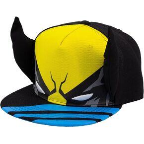 Marvel X-Men Baseball Hat, Wolverine Adjustable Flat Brim Snapback Hat, Black, One Size
