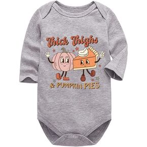 Viuluti Thick Thighs And Pumpkin Pies Thanksgiving Baby Outfit Infant Boys Girls Thanksgiving Newborn Bodysuits White