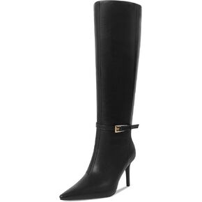 Comjuy Knee High Boots Women 3.3 IN Stiletto Heel Pointed Toe Tall Boots for Women High Heel Side Zipper Long Boots