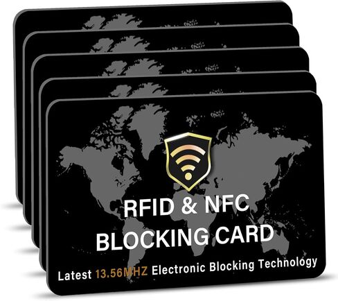 SaiTech IT 2 Pack RFID Blocking Card NFC Contactless Debit/Credit Card ATM Passport Protector ideal for Men & women slim with World map design perfectly fit in wallet - Blue in Kuwait